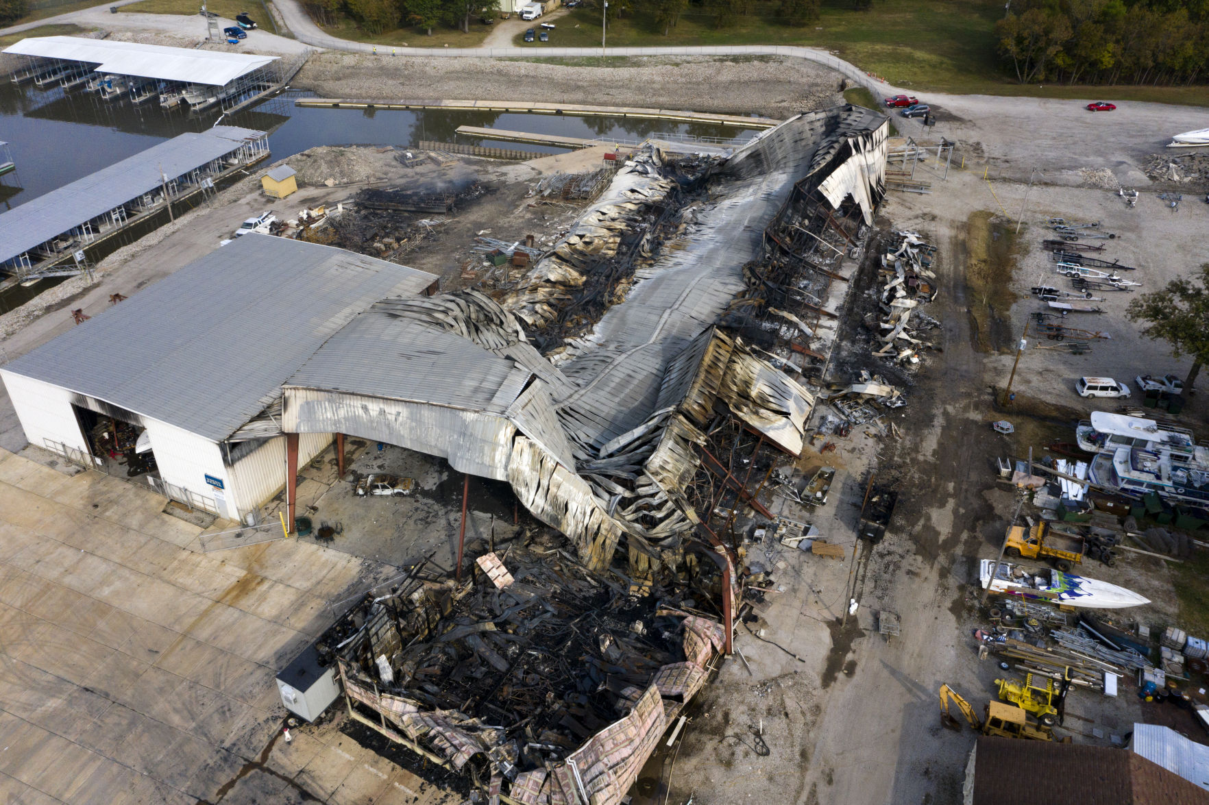 Woodland Marina boat storage destoryed by fire
